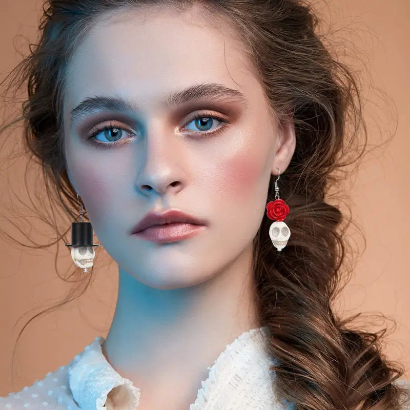 Wholesale  5pcs Skull Magic Cap Flower Pendant Earrings