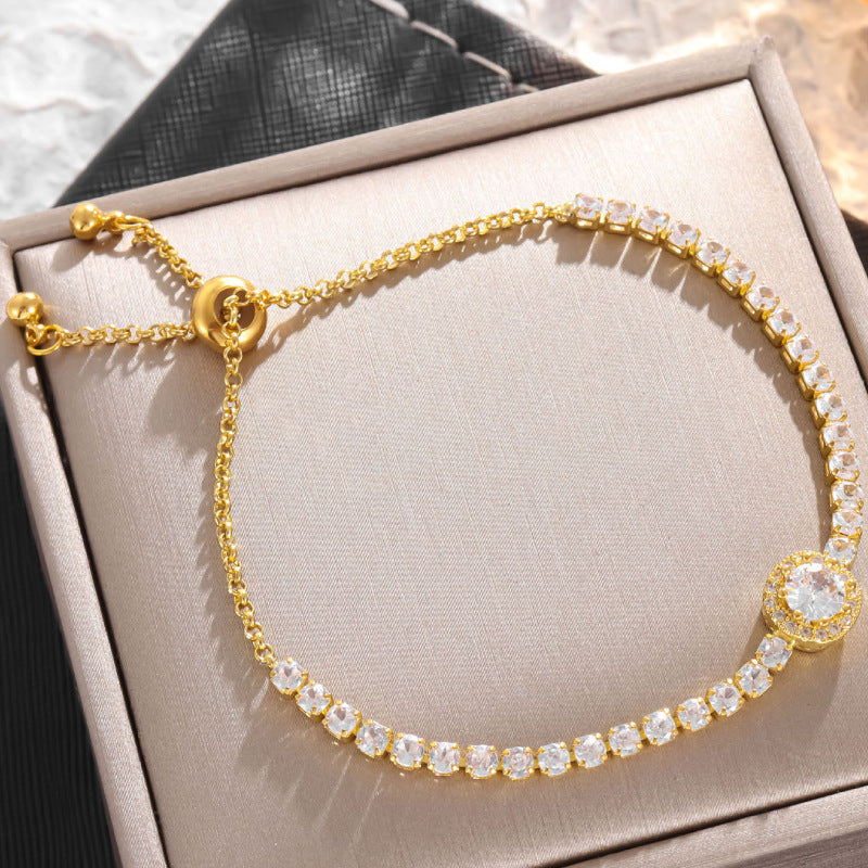 Wholesale Rose Gold Love Zircon Bracelet Alloy Diamond Women's Bracelet ACC-BT-LR003