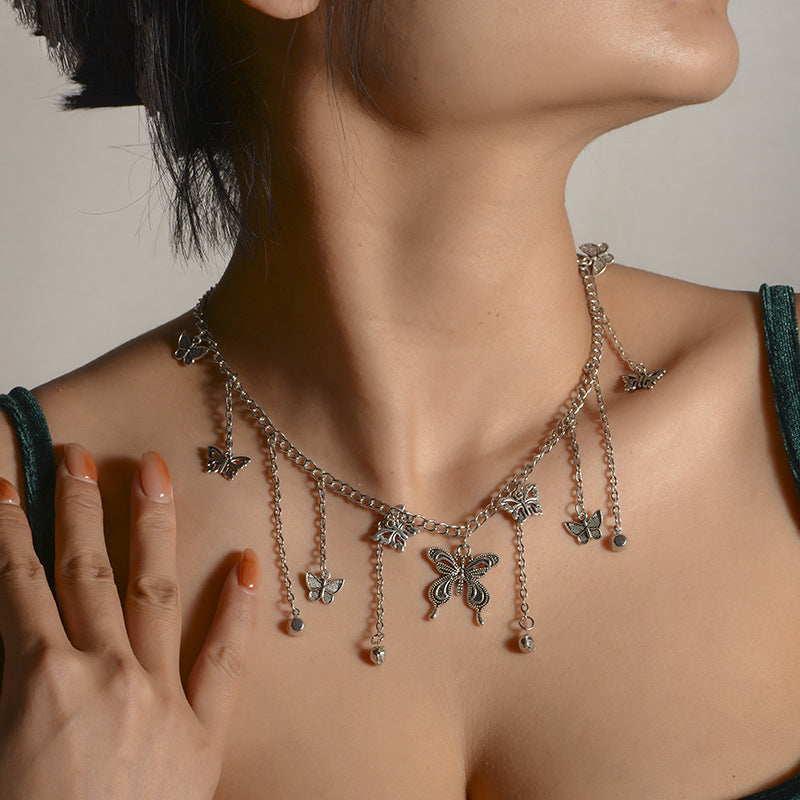 Wholesale Micro-inlaid Moon Necklace Star Tassel Clavicle Chain