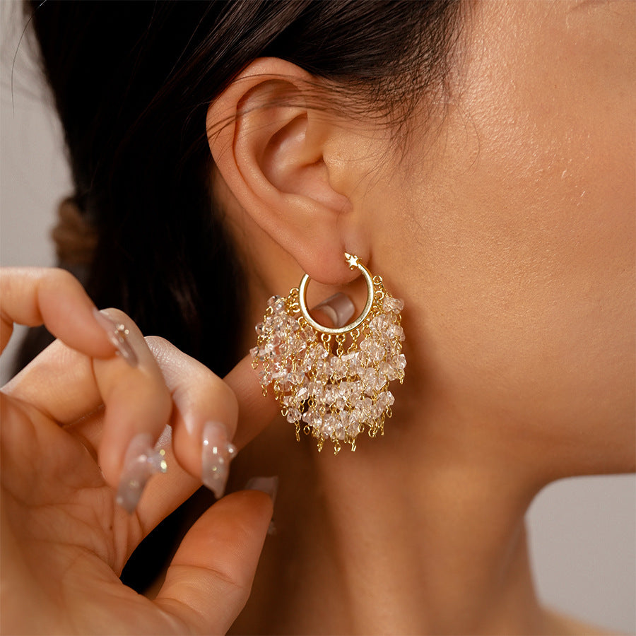 Wholesale Electroplated star crystal geometric earrings