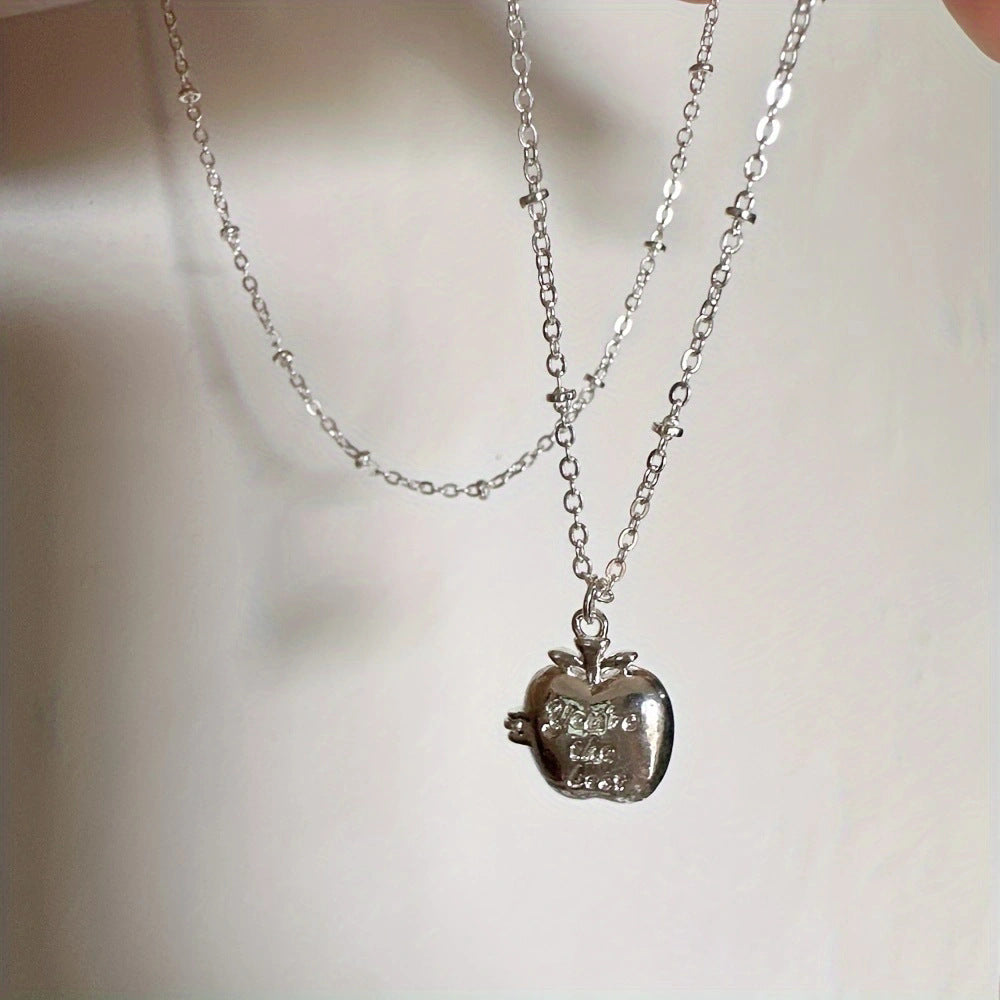 Wholesale Cute Sweet Apple Open Pendant Light Luxury Necklaces