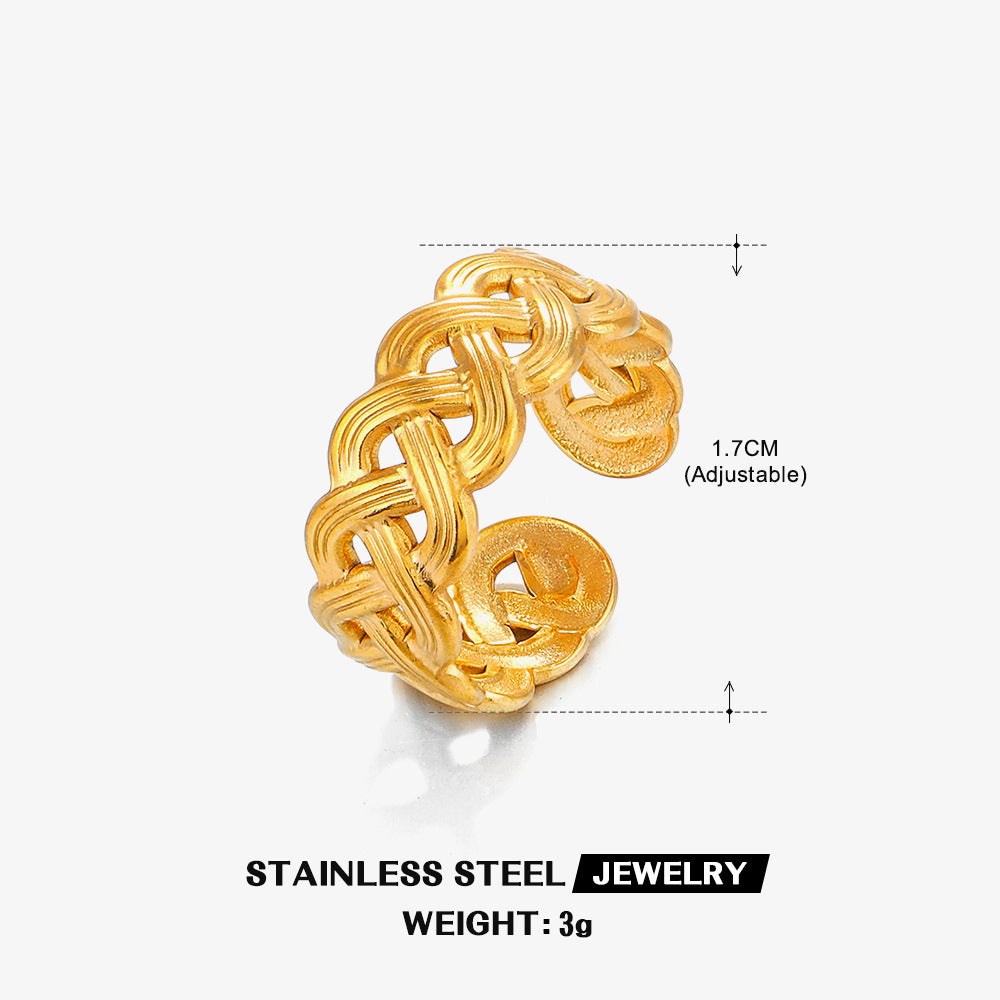 Wholesale Stainless Steel Heart 18K Gold Plated Open Ring