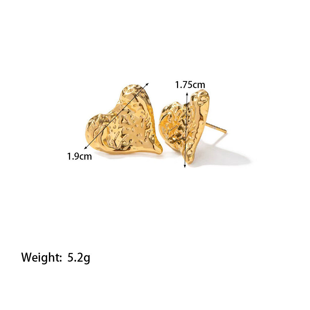 Wholesale red fashion 18K niche design texture love stainless steel earrings