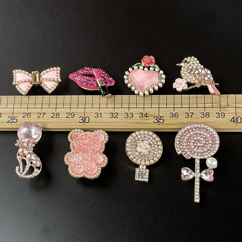 Wholesale Sweet Pink Princess Diamond Shoe Buckle Metal Charm Decorative Fashion Accessory For Sandals Gift Boutique Resale