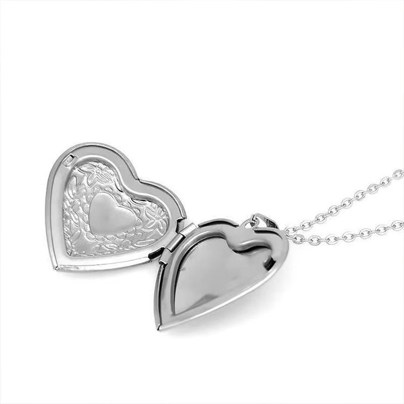 Wholesale Stainless Steel Heart Shape Openable Photo Frame Memorial Gift Valentine's Day Necklace