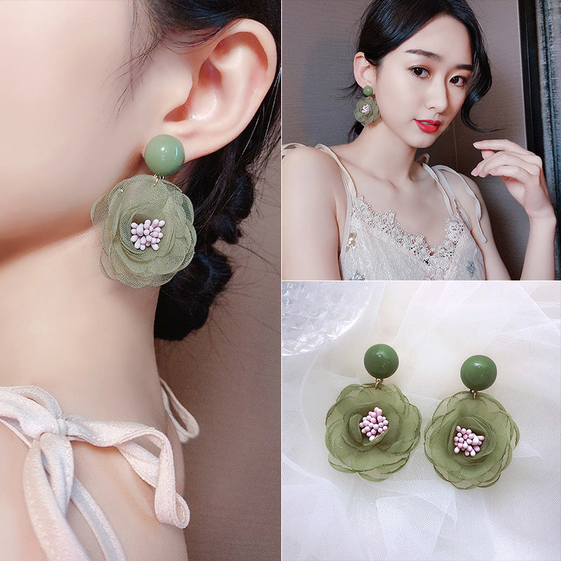 Wholesale Vintage Purple Green Lace Flower Earrings ACC-ES-ZhiShifang001