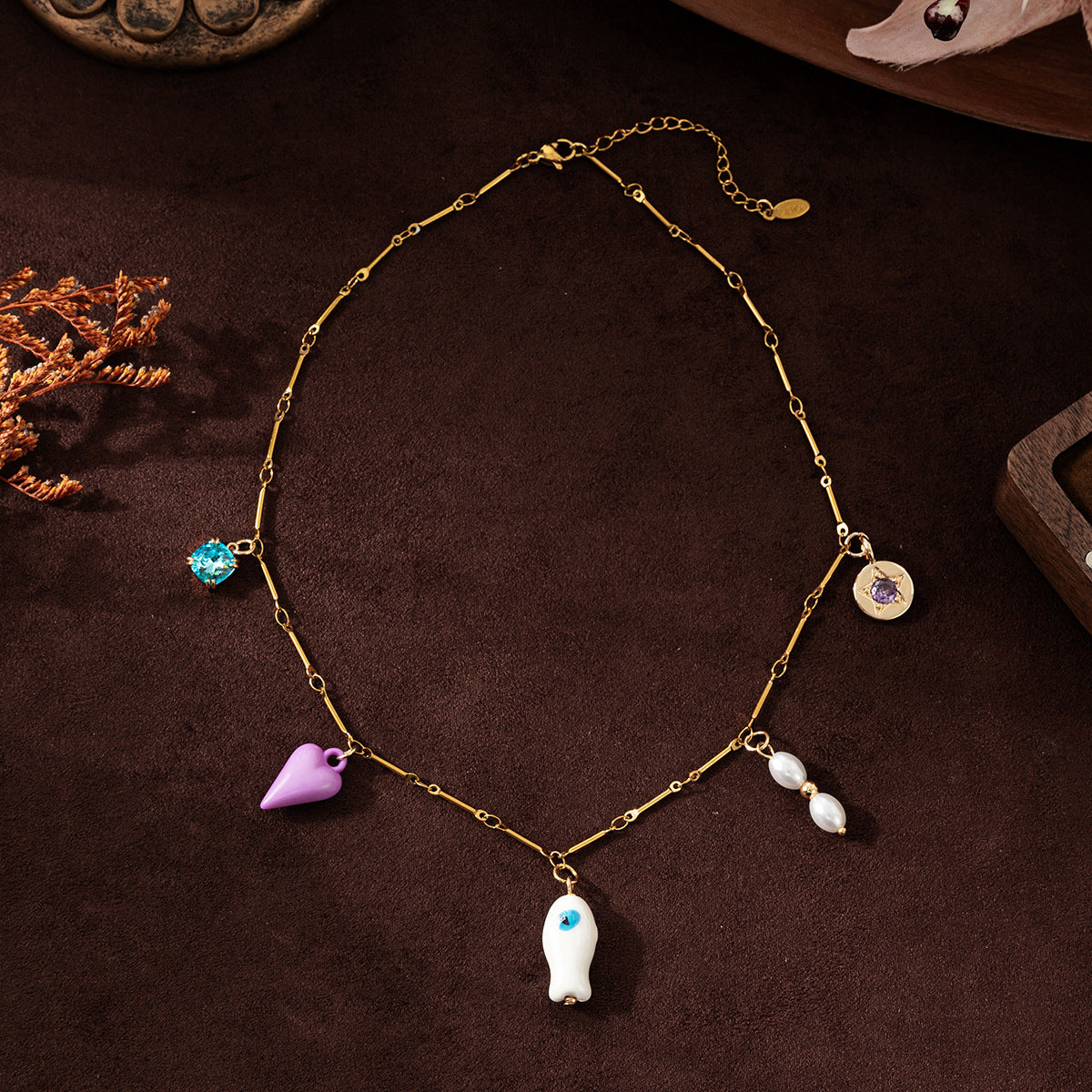 Wholesale Clavicle chain love five-pointed star blue pendant necklace