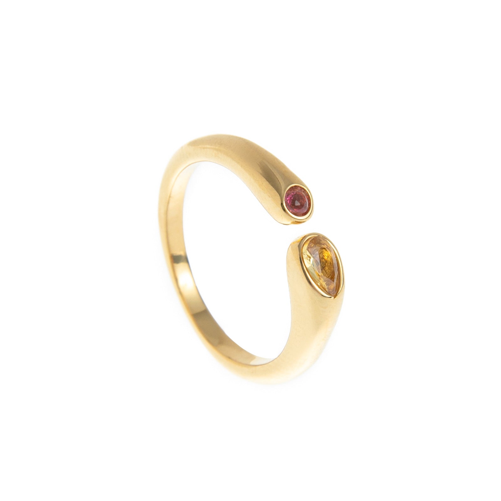 Wholesale Trendy Birthstone Ring Titanium Steel Gold Plated Geometric Oval Adjustable Fashion Accessory Resale