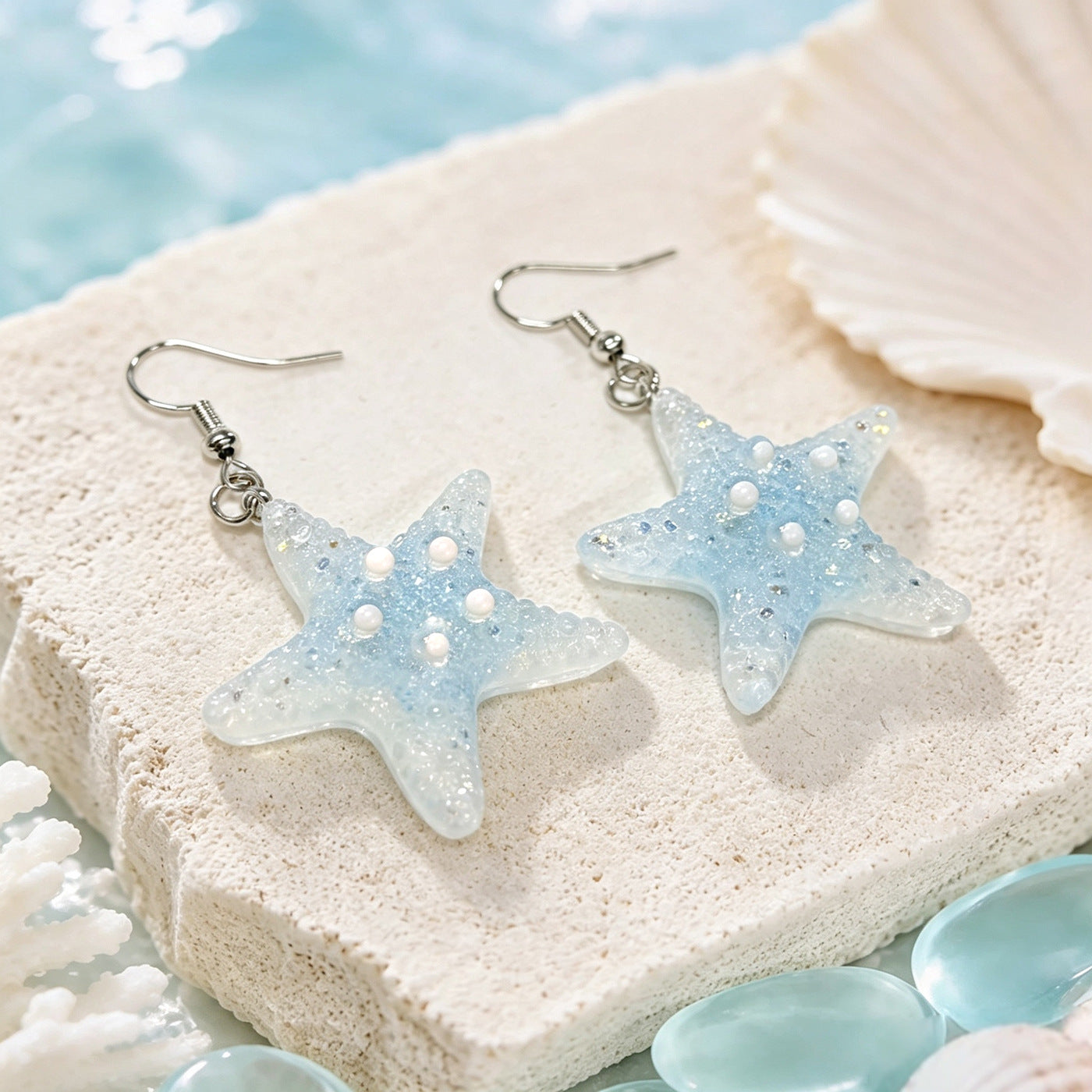 Wholesale Starfish Earrings For Women Summer Beach Gradient Jelly Macaron Fashion Jewelry Accessory