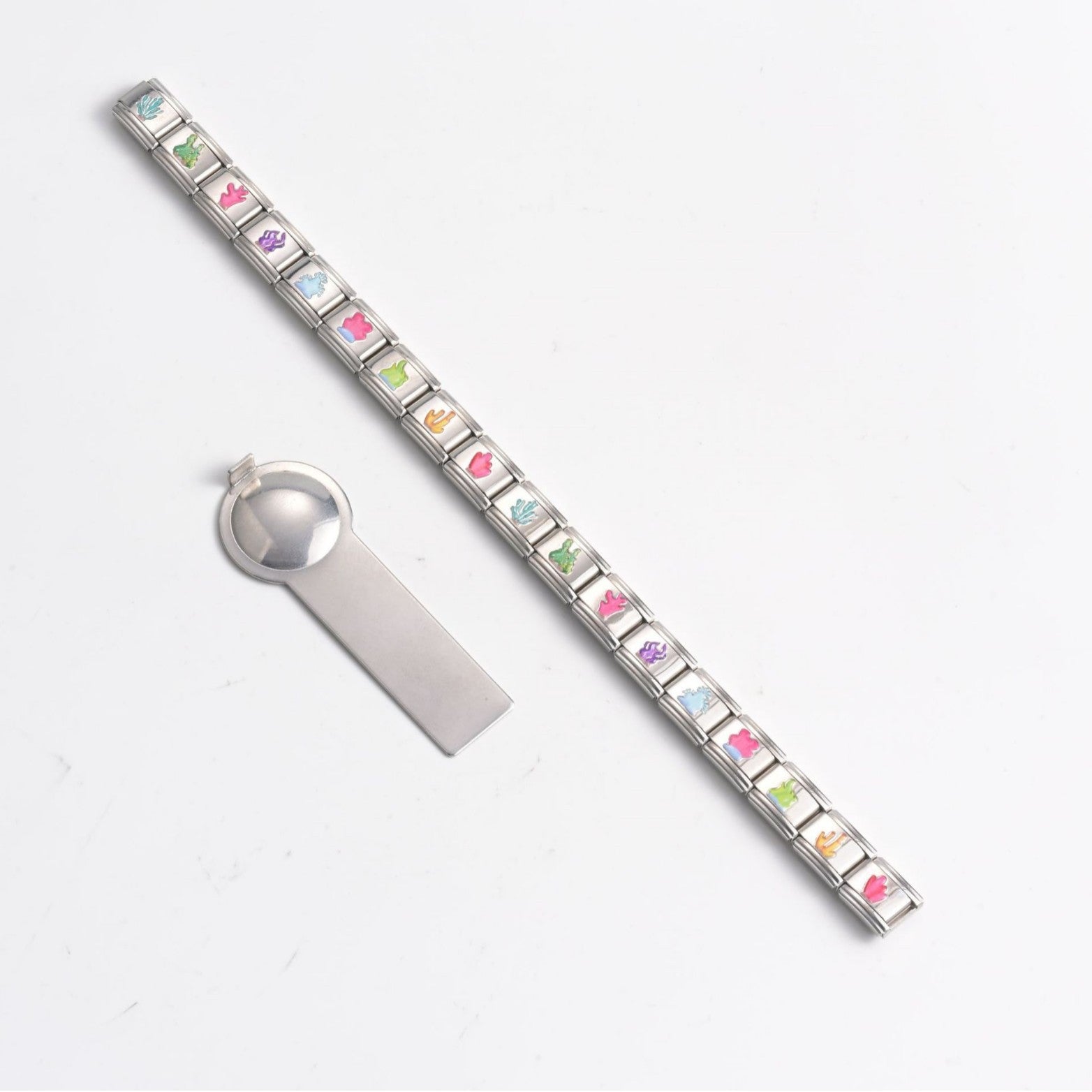 Wholesale Stainless Steel Modular Bracelet with UV Printed Pattern,  DIY Fashion Accessory for Everyday Wear