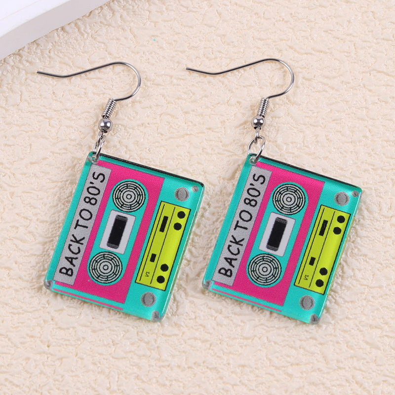 Wholesale  Cute Contrasting Color Printed Tape Acrylic Earrings