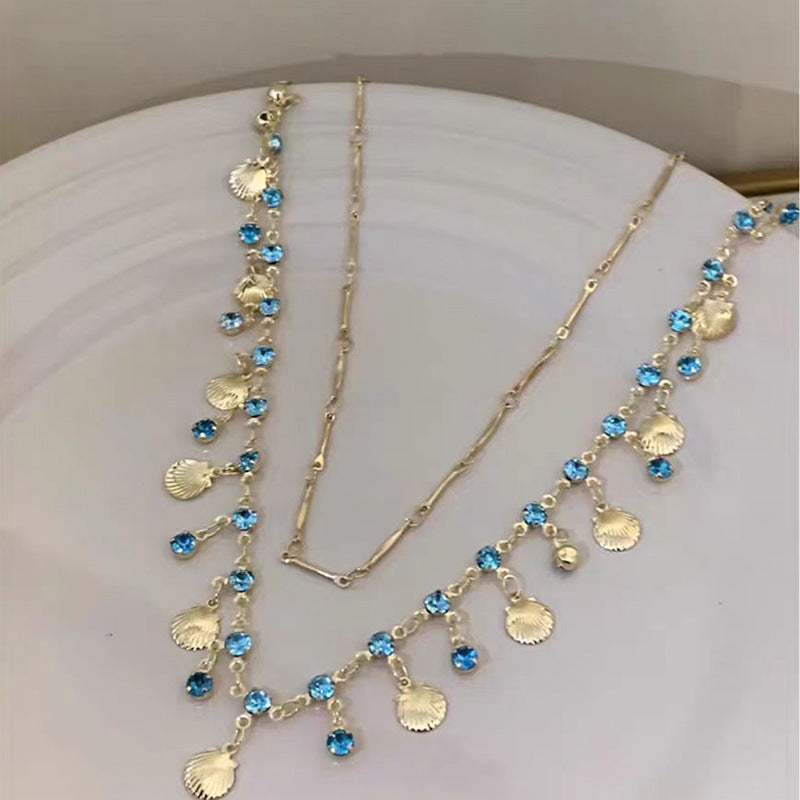 Wholesale Double Layer Stacked Shell Necklace