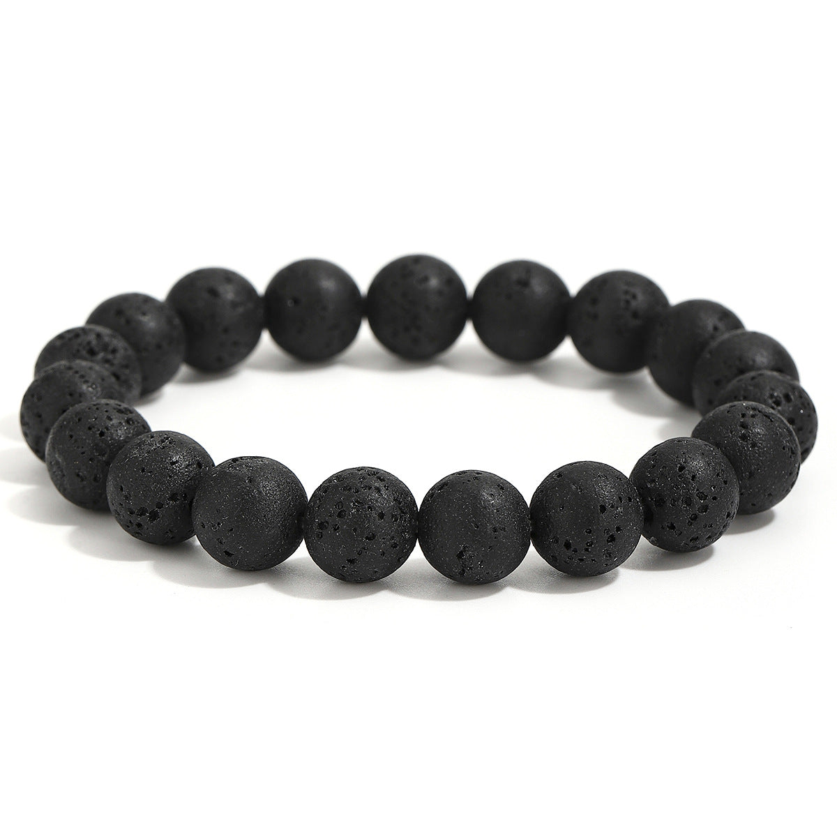 Wholesale Volcanic Stone Beaded Bracelet Retro Punk Men S Elastic Stretch Jewelry Accessory