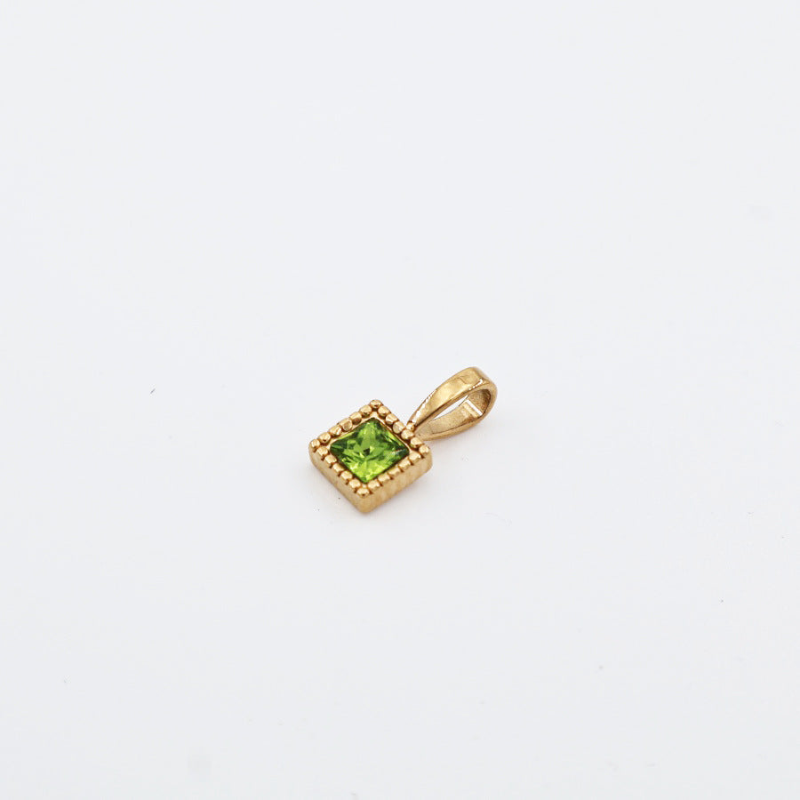 Wholesale Stainless Steel Colorful 12 Birthstone Pendant Free Assembly DIY Accessories Necklace