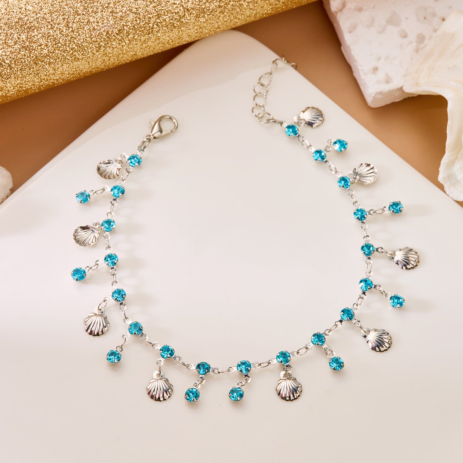 Wholesale  Blue Double-layer Butterfly Stacked Necklace