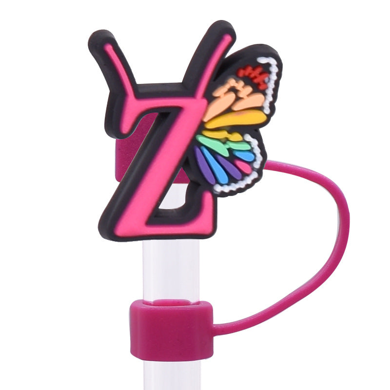Wholesale Random 100pcs Creative DIY butterfly letters Straw Cover Straw Tube Cap