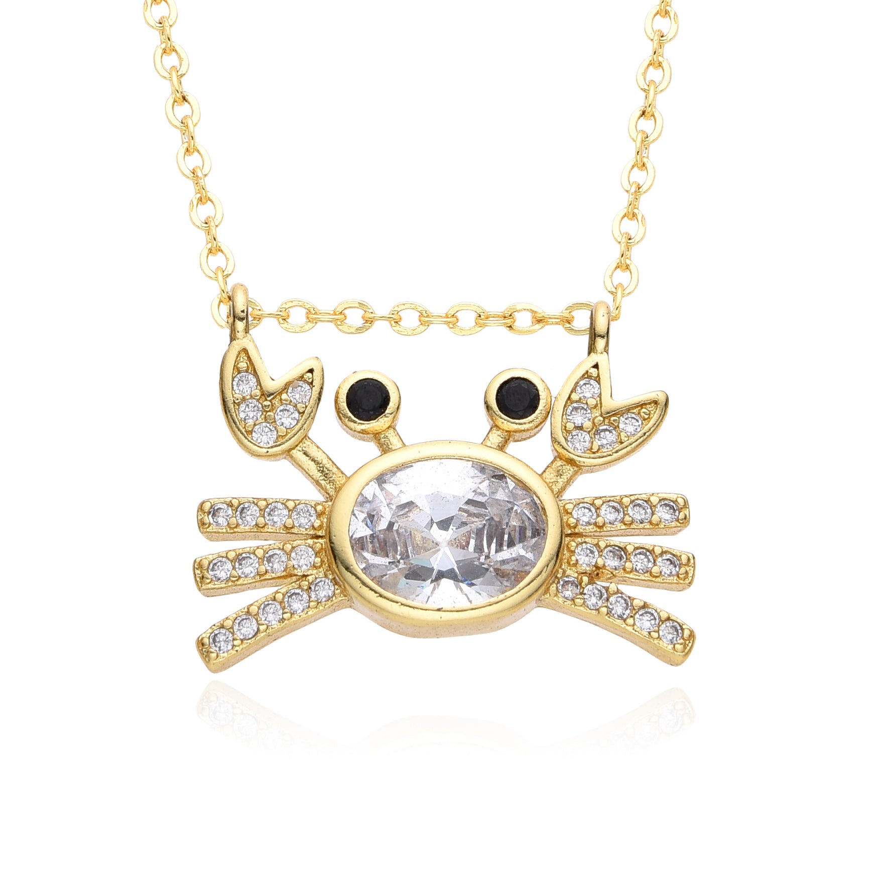 Wholesale  personalized creative copper gold-plated micro-inlaid colorful zircon dinosaur pendant necklace