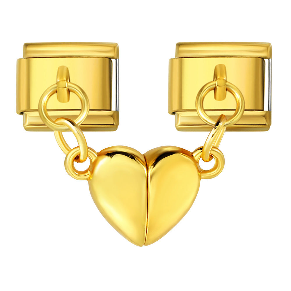 Wholesale Italian Charm Bracelet 9mm DIY Splicing Magnetic Heart Stainless Steel Composable Bracelet