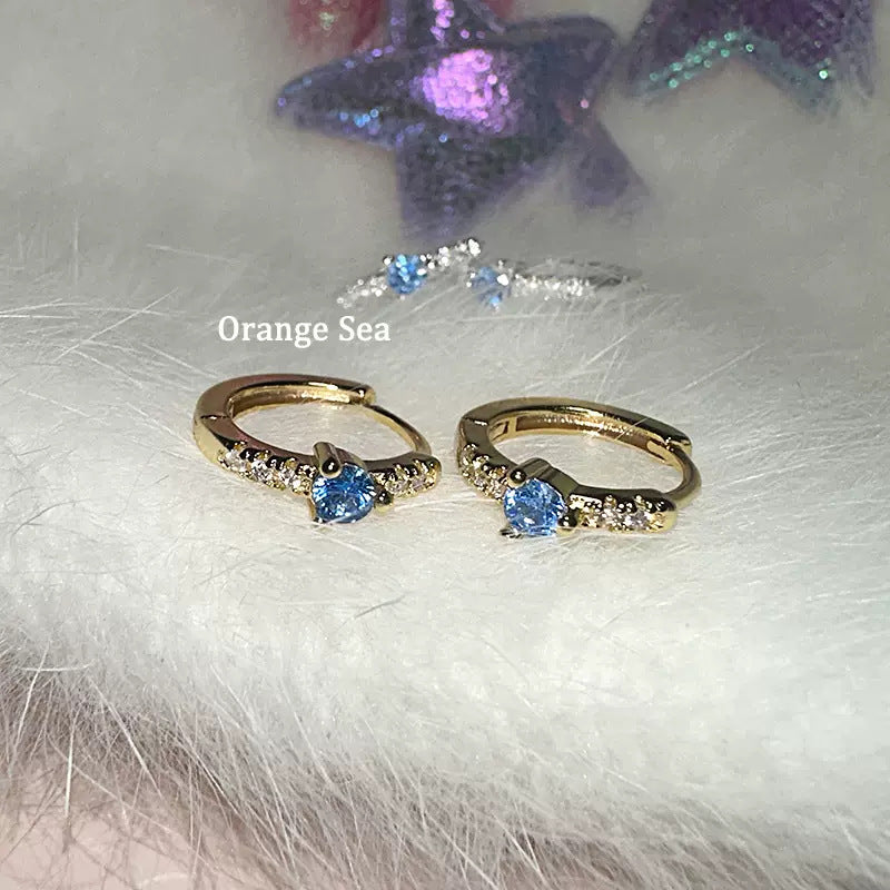 Wholesale titanium steel navy blue and white earrings