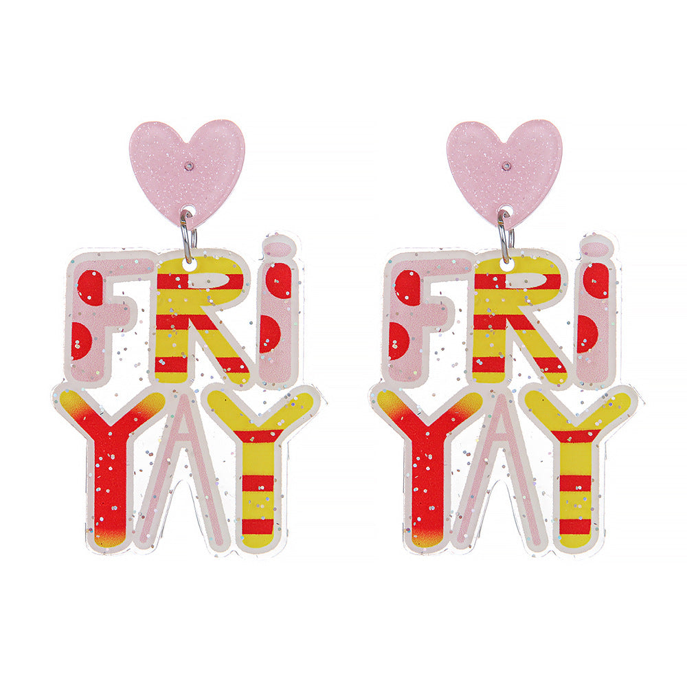 Wholesale Teacher' s Day Pencils Apples Books Cartoon Contrasting Acrylic  Earrings