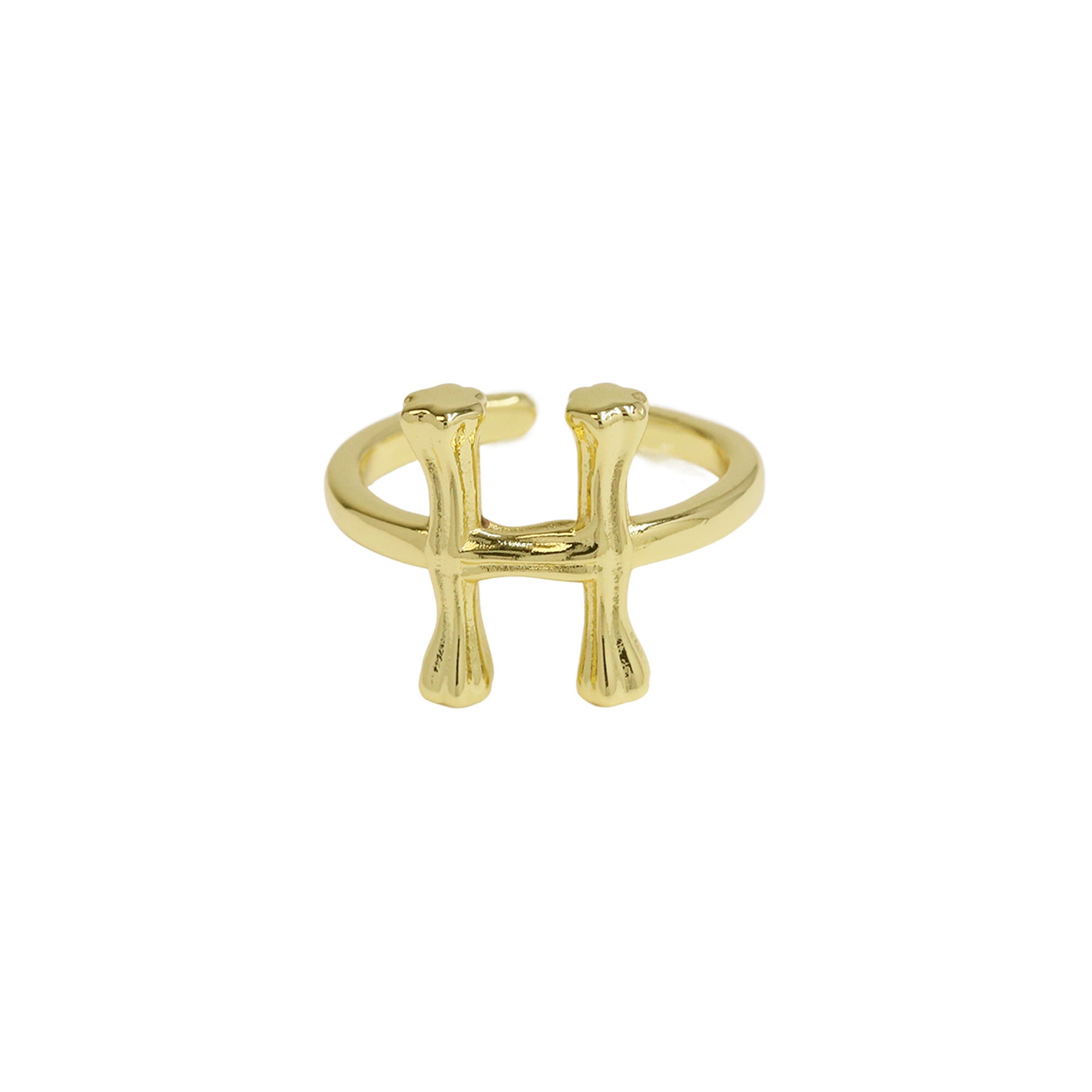 Wholesale  Golden Bamboo Bamboo Simple 26 English Letters Open Ring