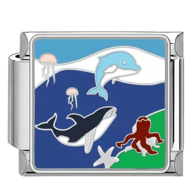 Wholesale Titanium Steel DIY Italian Charm Bracelet With Ocean Pattern Modular Design Fashion Accessory For Everyday Wear