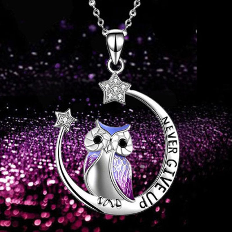 Wholesale Alloy Diamond Owl Necklace