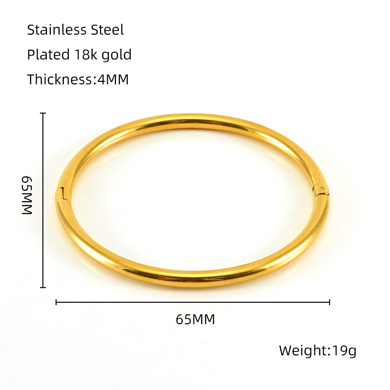 Wholesale Golden Bamboo Titanium Steel Plain Bracelet Stainless Steel Hand Jewelry ACC-BT-Zhongy002