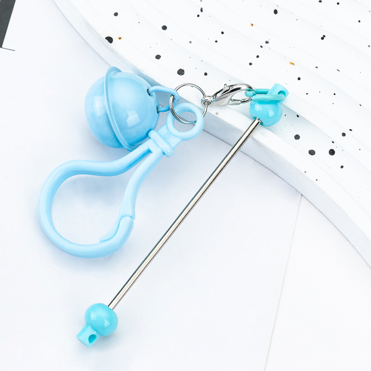 Wholesale DIY Beaded Bell Keychain Candy Color Plastic Keychain