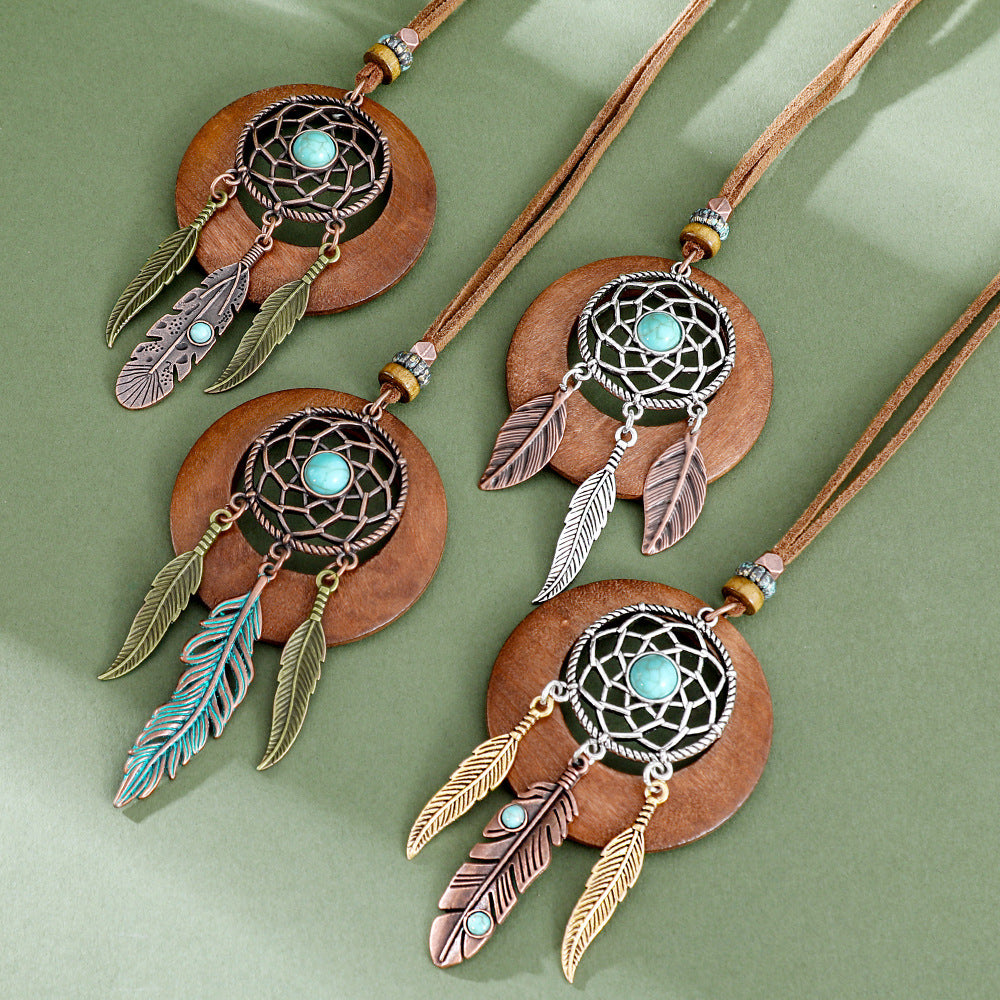 Wholesale Bohemian Dreamcatcher Tassel Necklace Pendant Vintage Style Fashion Accessory for Resale