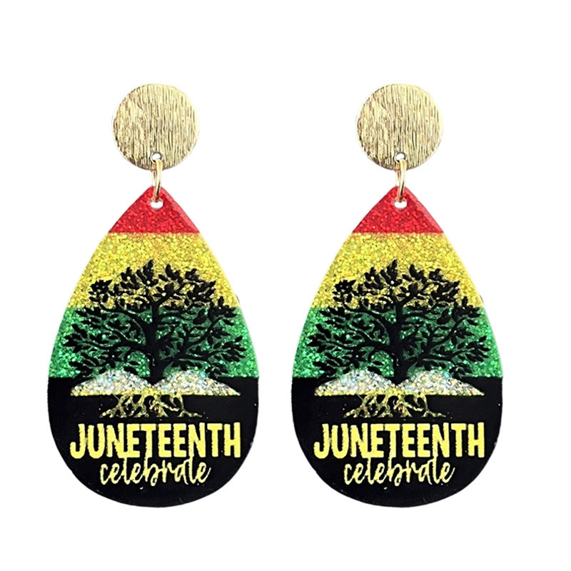 Wholesale  Black Liberation Day Celebrates June Festival Flag  Earrings