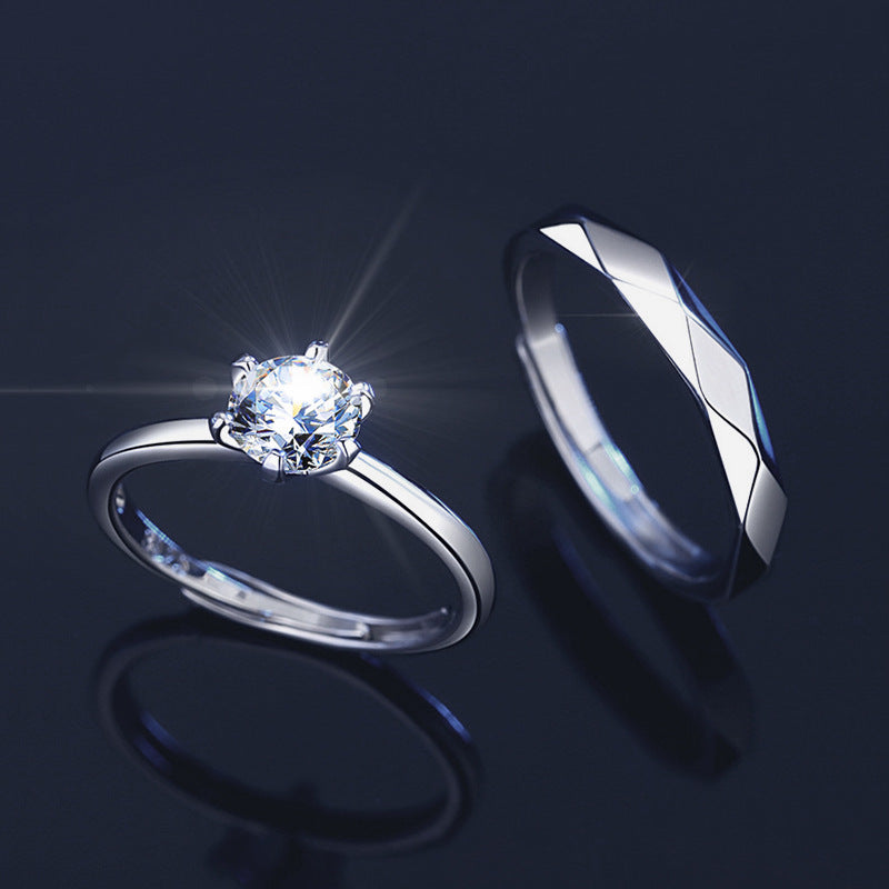 Wholesale  925 Sterling Silver Moissanite  Six-claw Diamond Ring