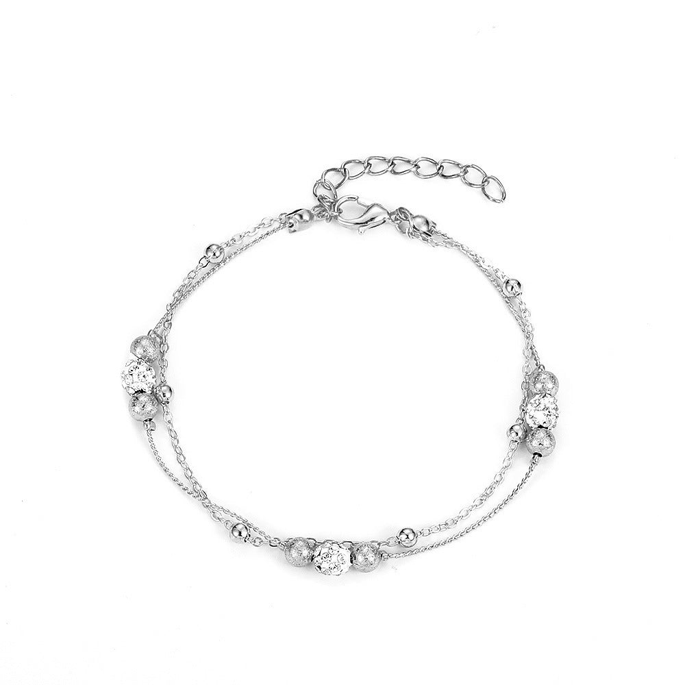 Wholesale  Double-layer Shambhala Diamond Ball Crystal  Anklets