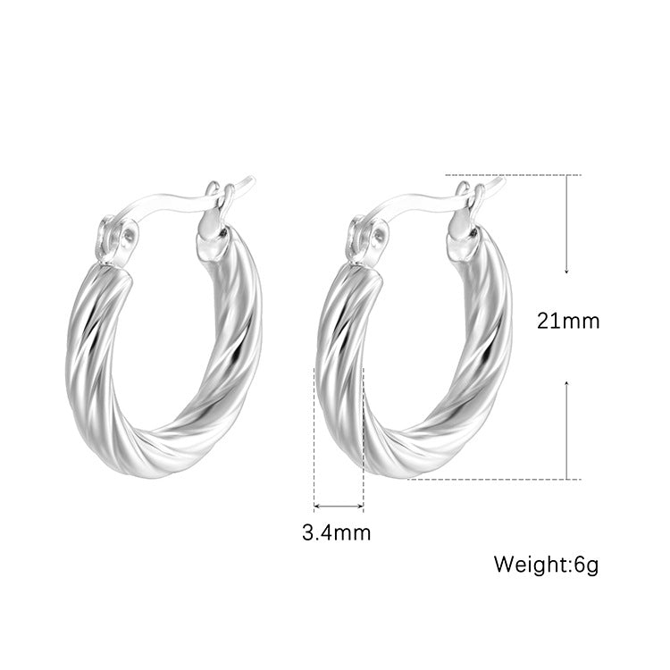 Boucles d'oreilles en acier inoxydable plaquées en argent rétro en gros