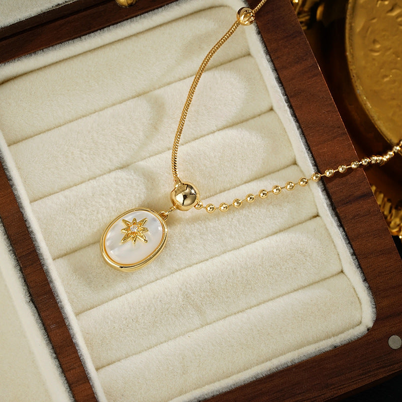 Wholesale Natural Fritillaria Bamang Star Pendant Necklace