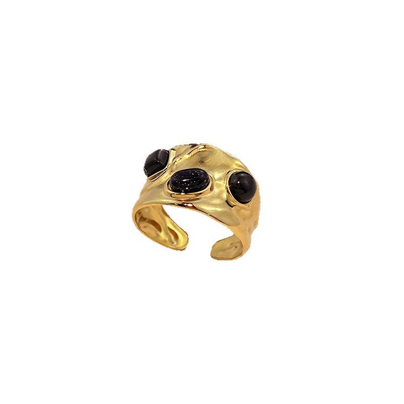 Wholesale Fashion Stainless Steel Ring French Vintage Turquoise Ring Titanium Steel Non-Fading Hand Jewelry