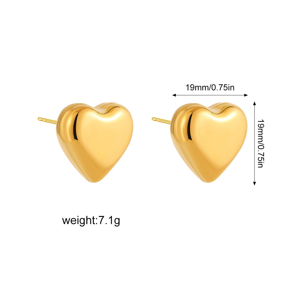 Wholesale  Stainless steel 18K gold love heart earrings silver heart earrings