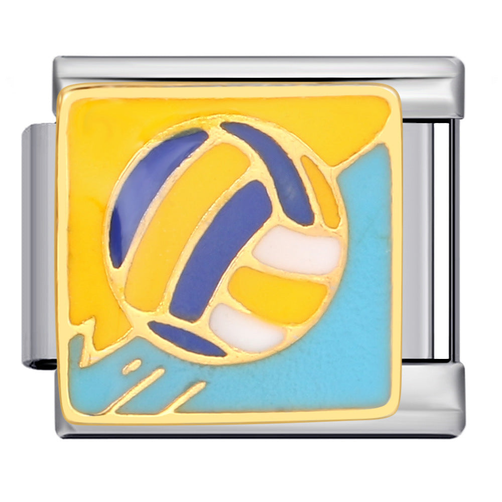 Wholesale Italian Charm Bracelet 9mm DIY Splicing Removable Sports Series Italian Stainless Steel Composable Bracelet