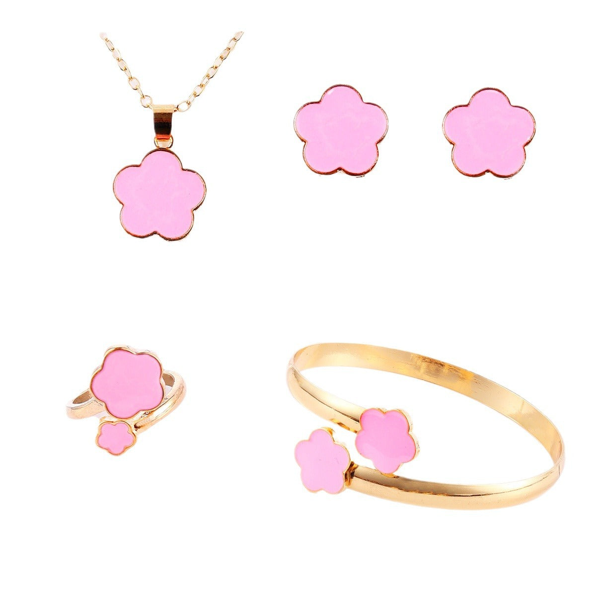 Wholesale Lucky Clover Pendant Multicolor Necklace Four-piece Set ACC-NE-ErJJ004