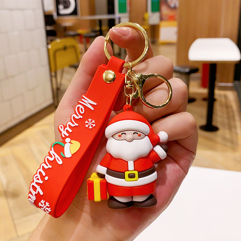 Wholesale Christmas Cartoon PVC Soft Rubber Elk Snowman Keychain Cute Keychain ACC-KC-ErLu015