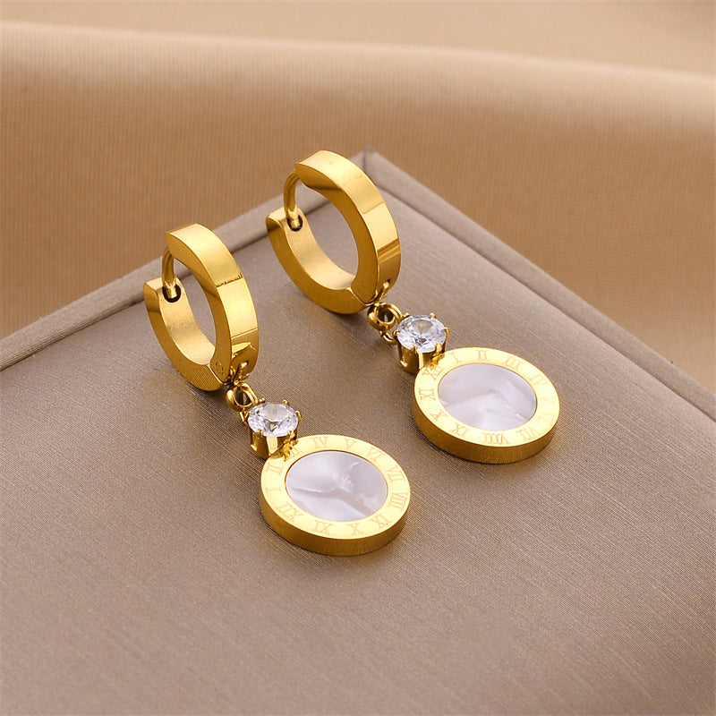 Wholesale Golden Rose Gold Steel Color Titanium Steel Earrings ACC-ES-HaoWen014