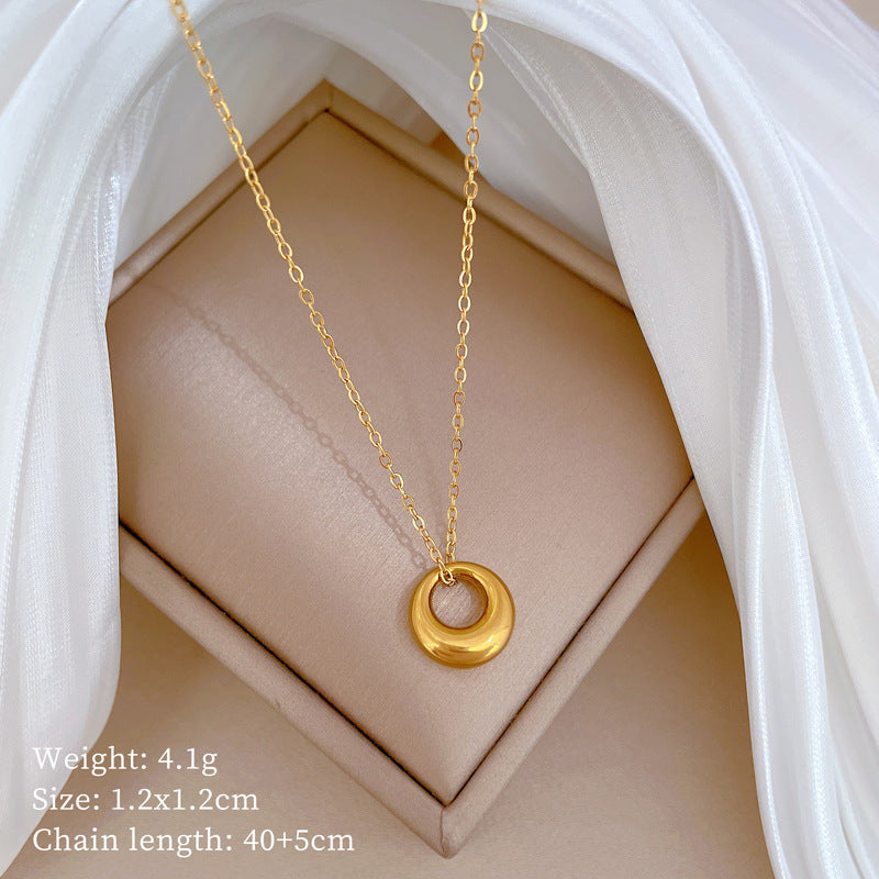 Wholesale Titanium Steel Smooth Ring Necklace Clavicle Chain Choker Necklace ACC-NE-LiGe008