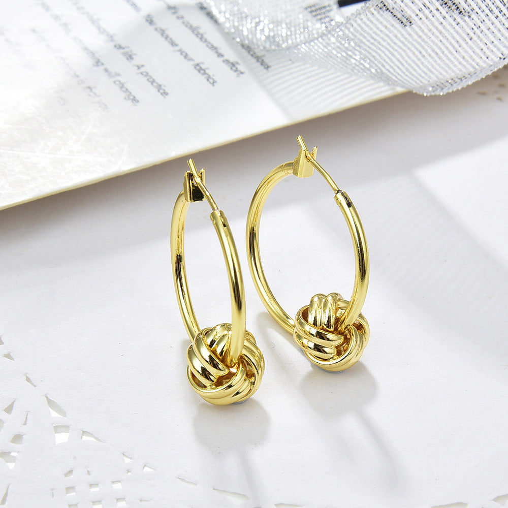Wholesale Geometric Glossy Round Movable Twist Ball Earrings