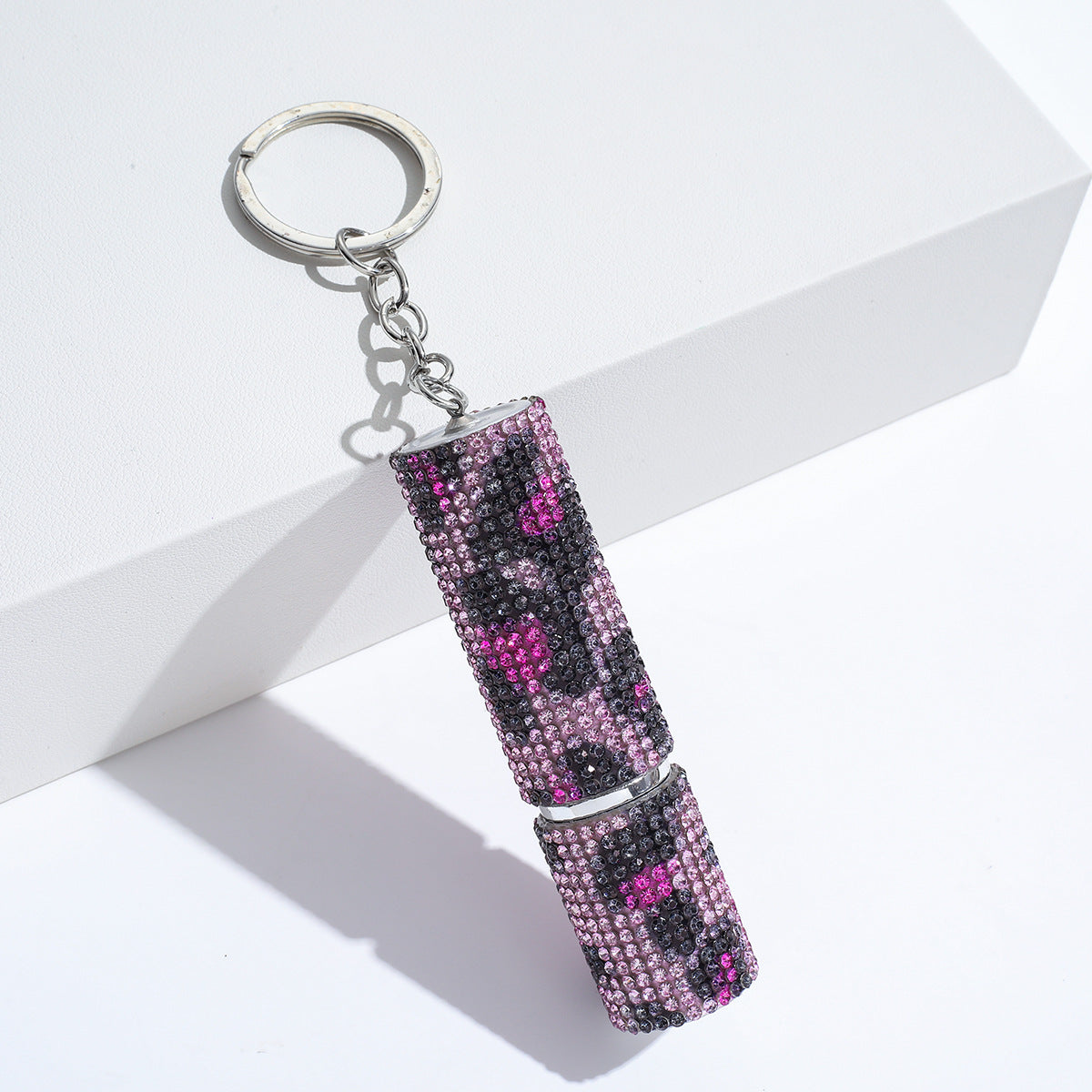 Wholesale colorful leopard print rhinestone perfume bottle portable multifunctional alloy keychain ACC-KC-ZhiYa003