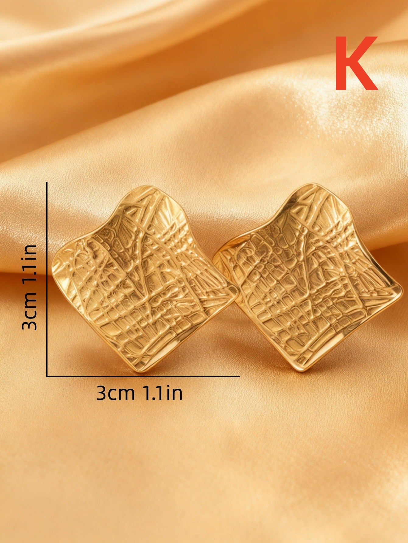 Wholesale Stainless steel gold irregular hollow embossed design earrings