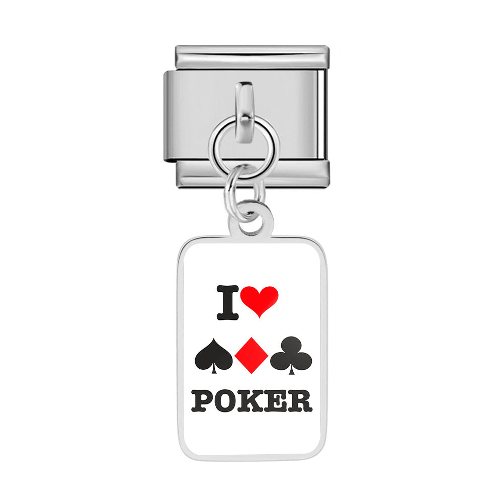 Wholesale Trendy Playing Card Pendant Stainless Steel Bracelet Fashion Accessory For Boutique Resale
