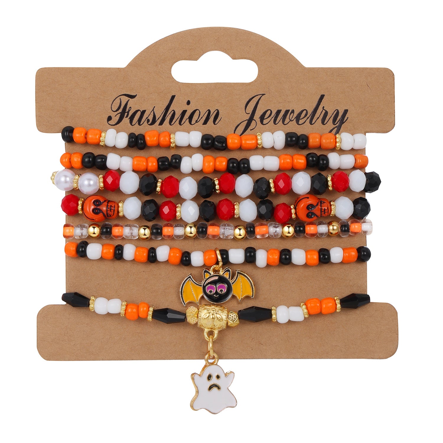 Wholesale  Halloween Funny Skull Skull Rice Bead Bracelet suit