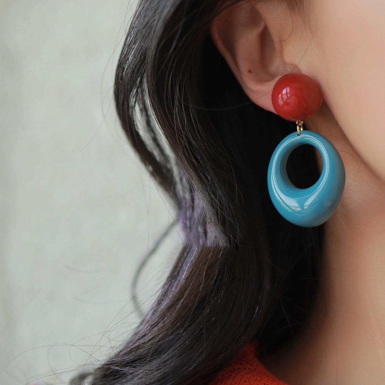 Wholesale Vintage Circle Contrast Acrylic Earrings