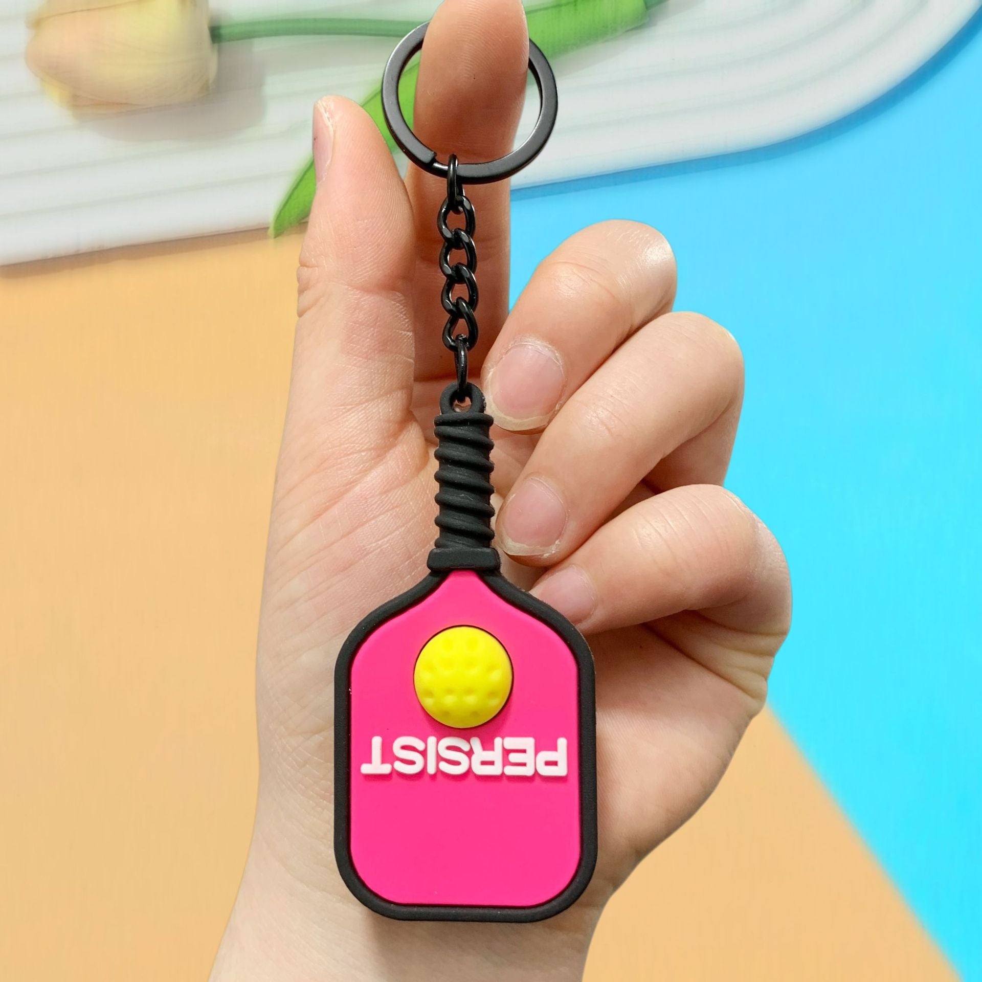 Wholesale Pickleball Racket Keychain Cartoon Bag Charm Sports Souvenir Accessory