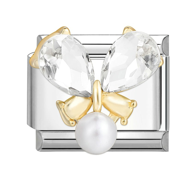 Wholesale Italian Charm Bracelet 9mm DIY Splicing Removable Stainless Steel Diamond Patch Composable Bracelet